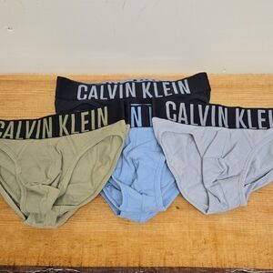 Calvin Klein 3-Pack Briefs in Olive, Light Blue, and Light Gray